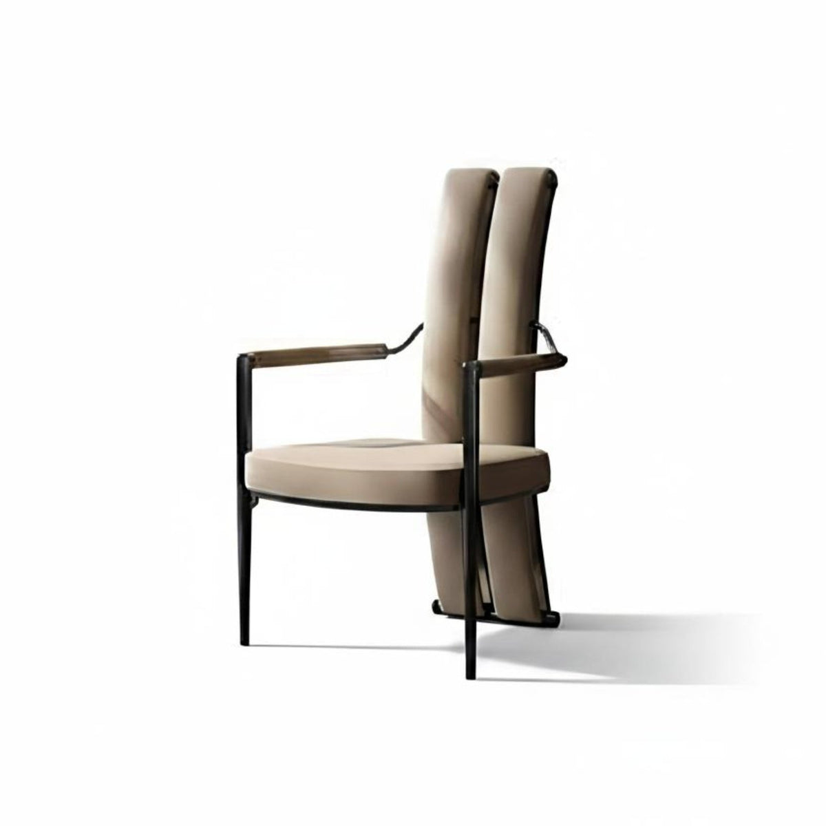 Dining Chair, Modern Italian Design, Luxury Backrest, Brushed Stainless Steel, Leather, Restaurant, Adult