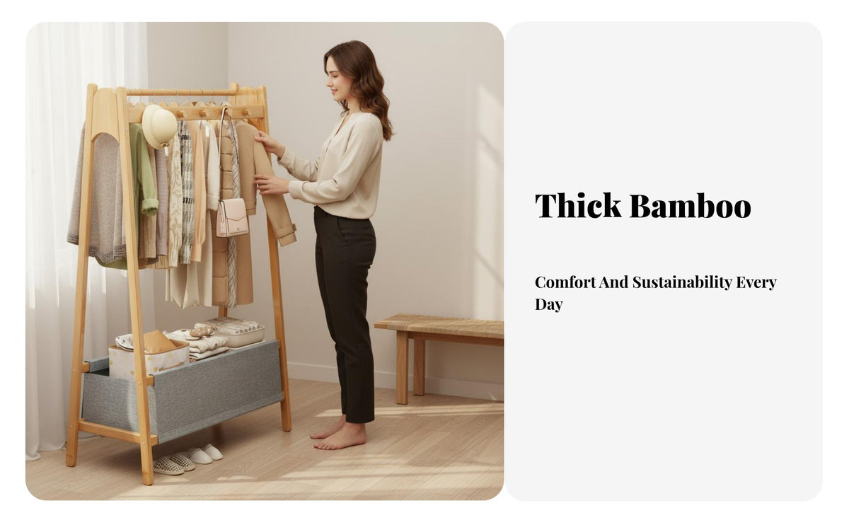 Multi-Functional Complimentary Standing Clothes Rack Space Saving Complimentary Standing Clothes Rack with Storage Easy to Assemble Clothing Storage Organizer Stable Structure for Renters, Students, Homeowners, Entryway, Apartment, Dorm Room, Hallway