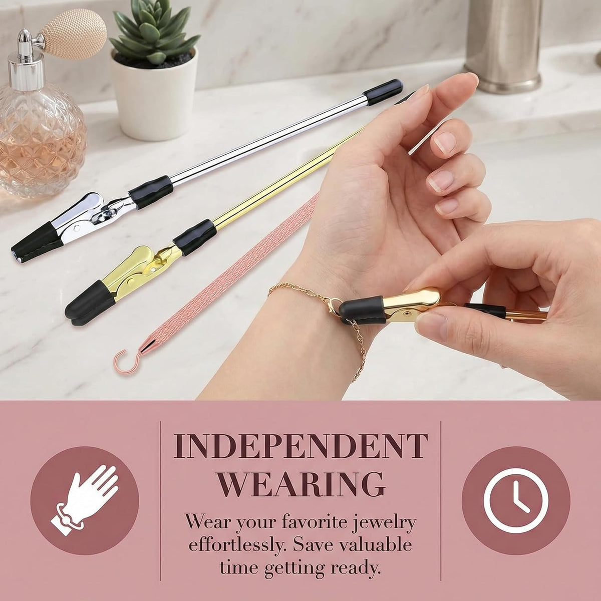 3-Piece Bracelet Fitting Tool Set with Metal Geometric Design