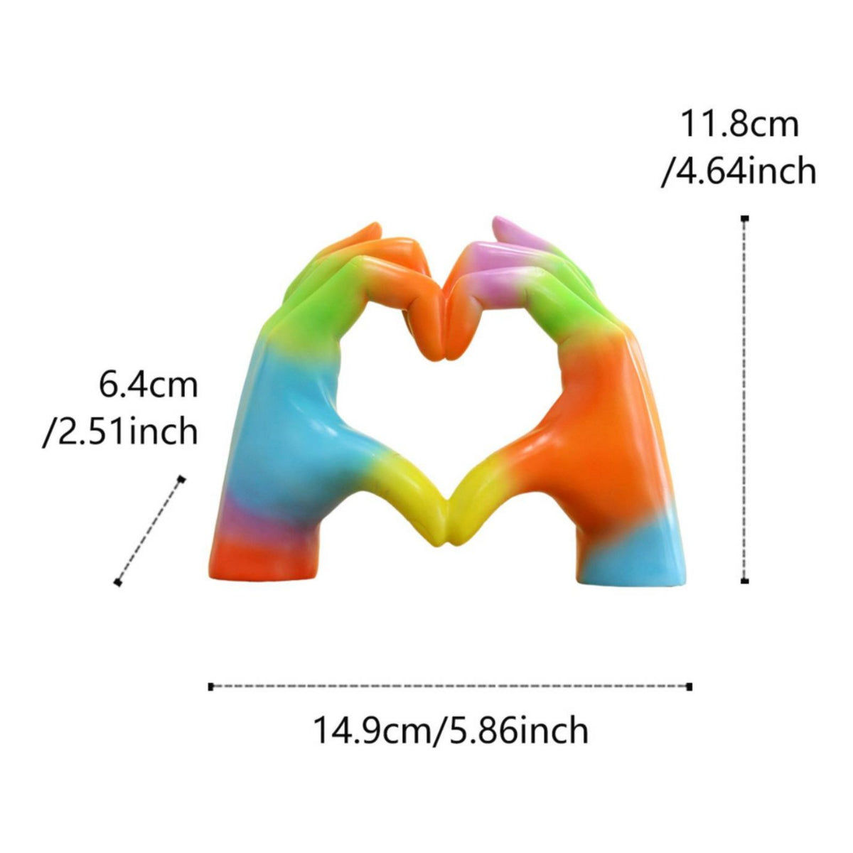 Rainbow Love Gesture Sculpture Handmade Style Affectionate Hands Ornament Warm and Charming Love & Palm Decor for Couples, Desk, Study Room