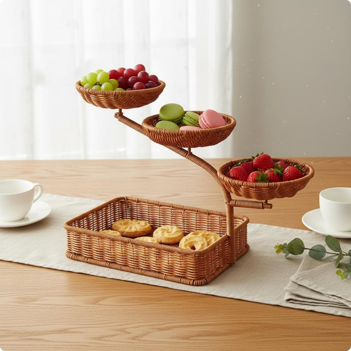 Rattan Fruit Rack Brown Rattan Fruit Basket Decorative