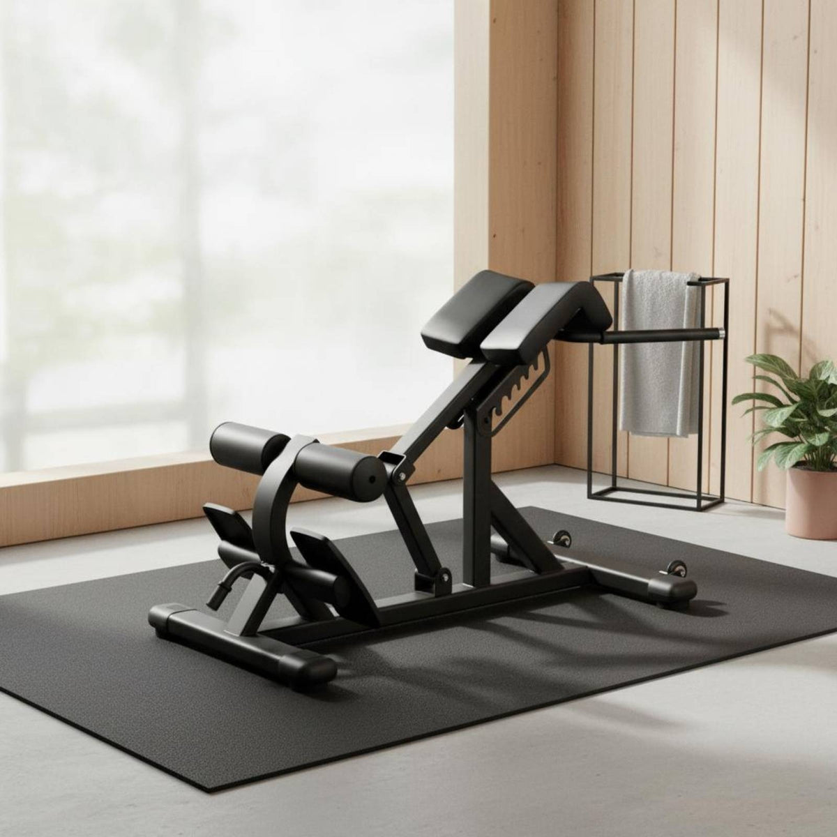 Roman Chair Roller Pads Hyperextension Bench Steel Frame Fitness Equipment for Home Gym