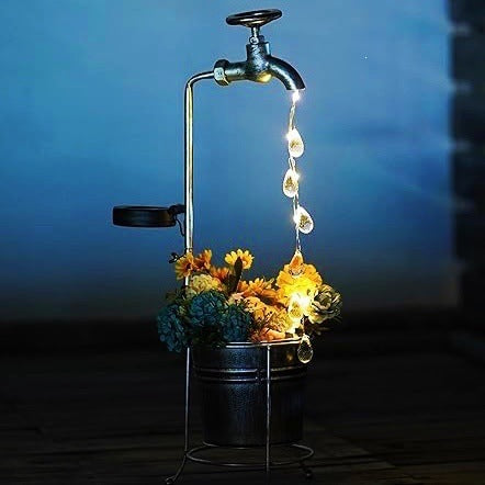 Solar Powered Faucet Water Drop Light for Garden and Courtyard