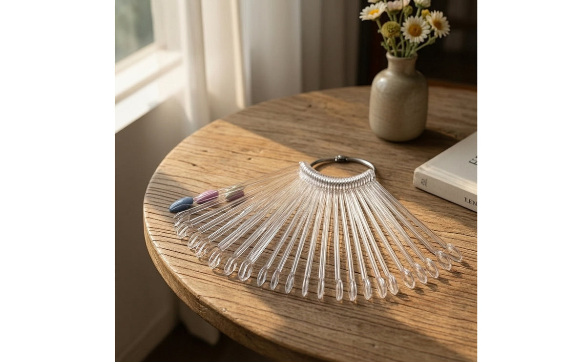 50 Pieces Clear Nail Sample Sticks with Metal Rings Transparent Manicure Accessory for Manicurists