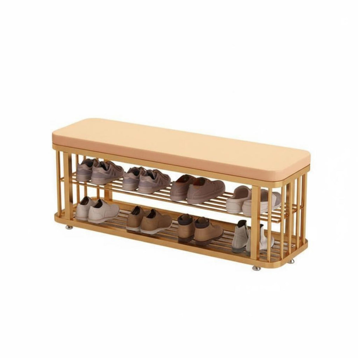 Upholstered Entryway Stool Light Luxury and Aesthetic Upholstered Shoe Rack Bench Padded Seat Multi-Functional for Fitting Room