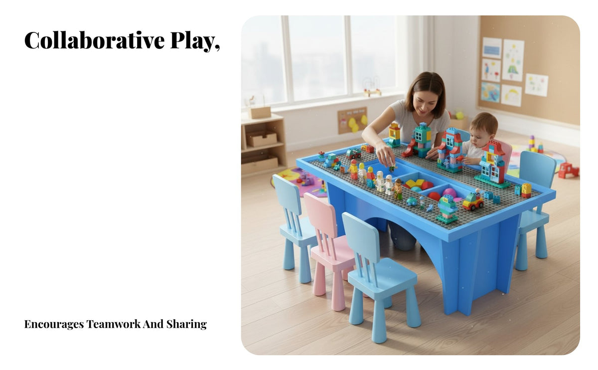 Construction Block Table Youngster Design Multi-Activity Play Table Educational for Preschoolers, Young Children, Childcare Facility, Kindergarten