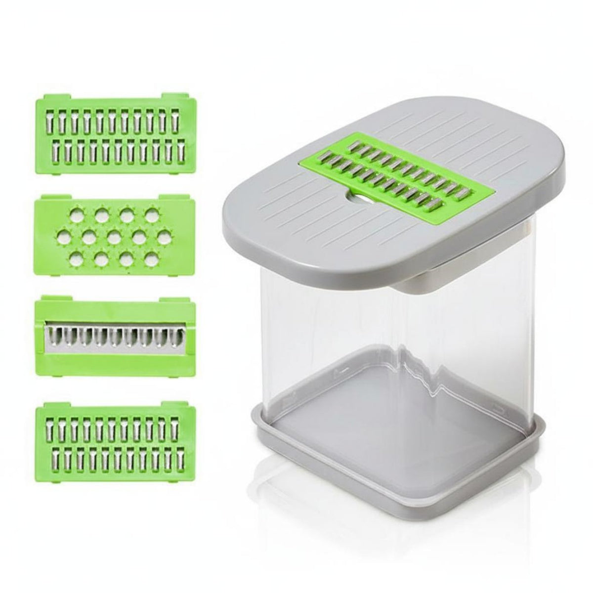 Interchangeable Blades Manual Vegetable Cutter Set Easy to Use Vegetable Chopper with Container Safe Hand Protector Multi-Blade Food Dicer