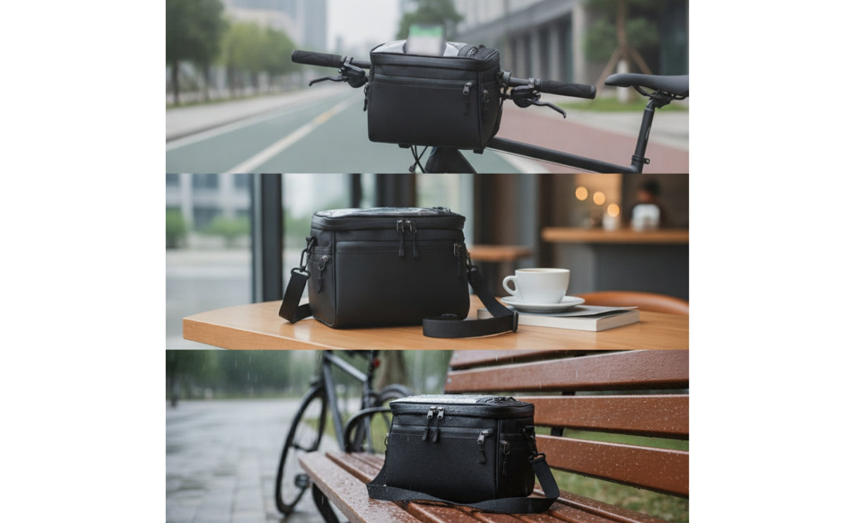 Touch Screen Bike Handlebar Bag with Shoulder Strap Structured Handlebar Bag with Phone Holder Detachable Portable for Commuting