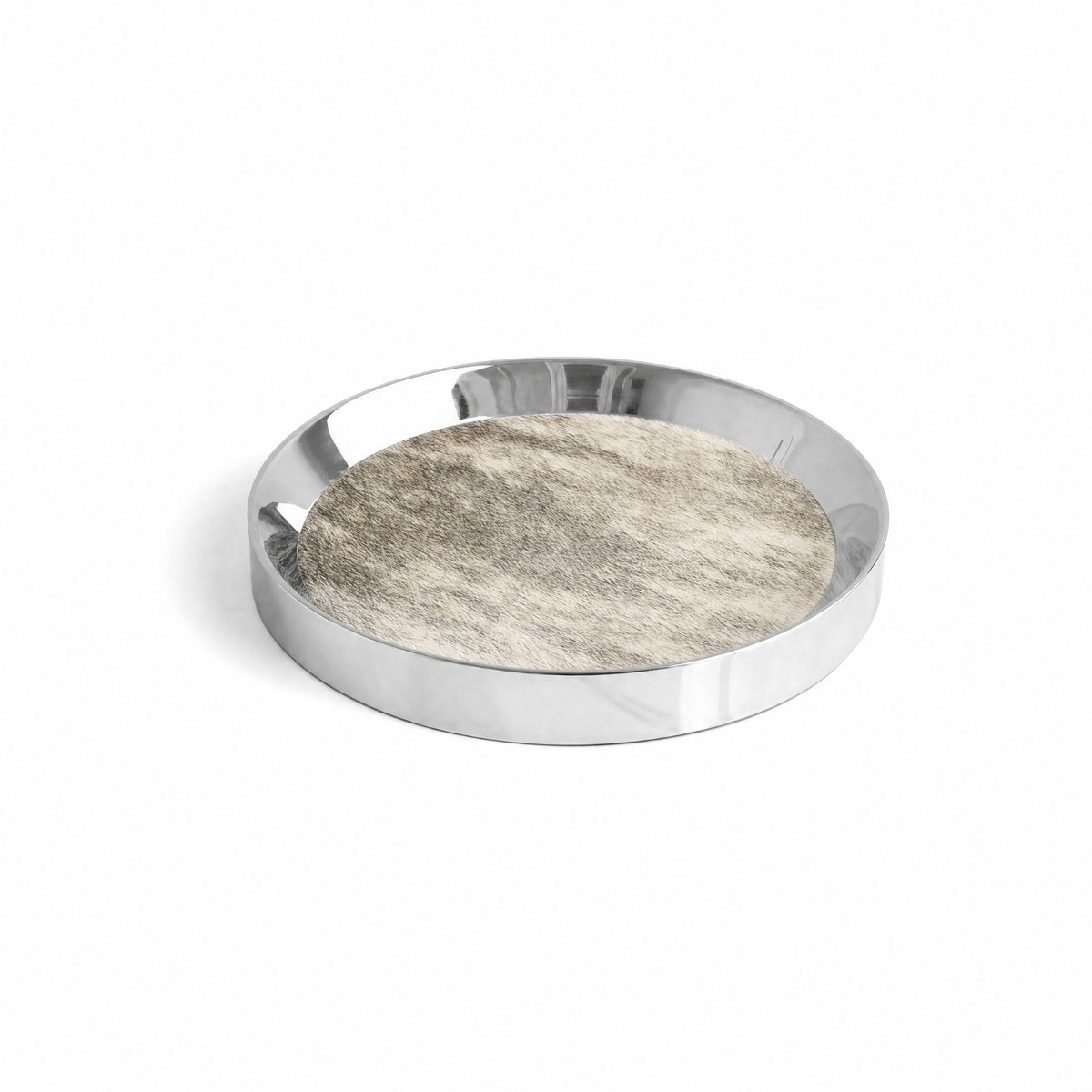 Round Tray with Insert Mirrored Stainless Steel Tray Silver for Vanity, Entryway