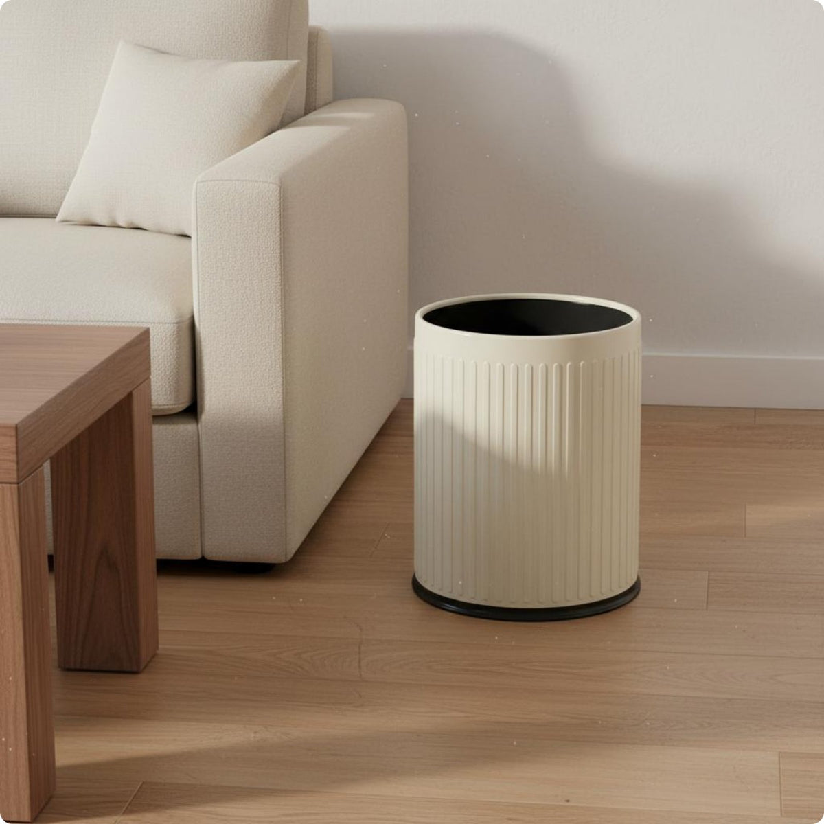Large Trash Pail Long-Lasting Round Trash Can Space Saving