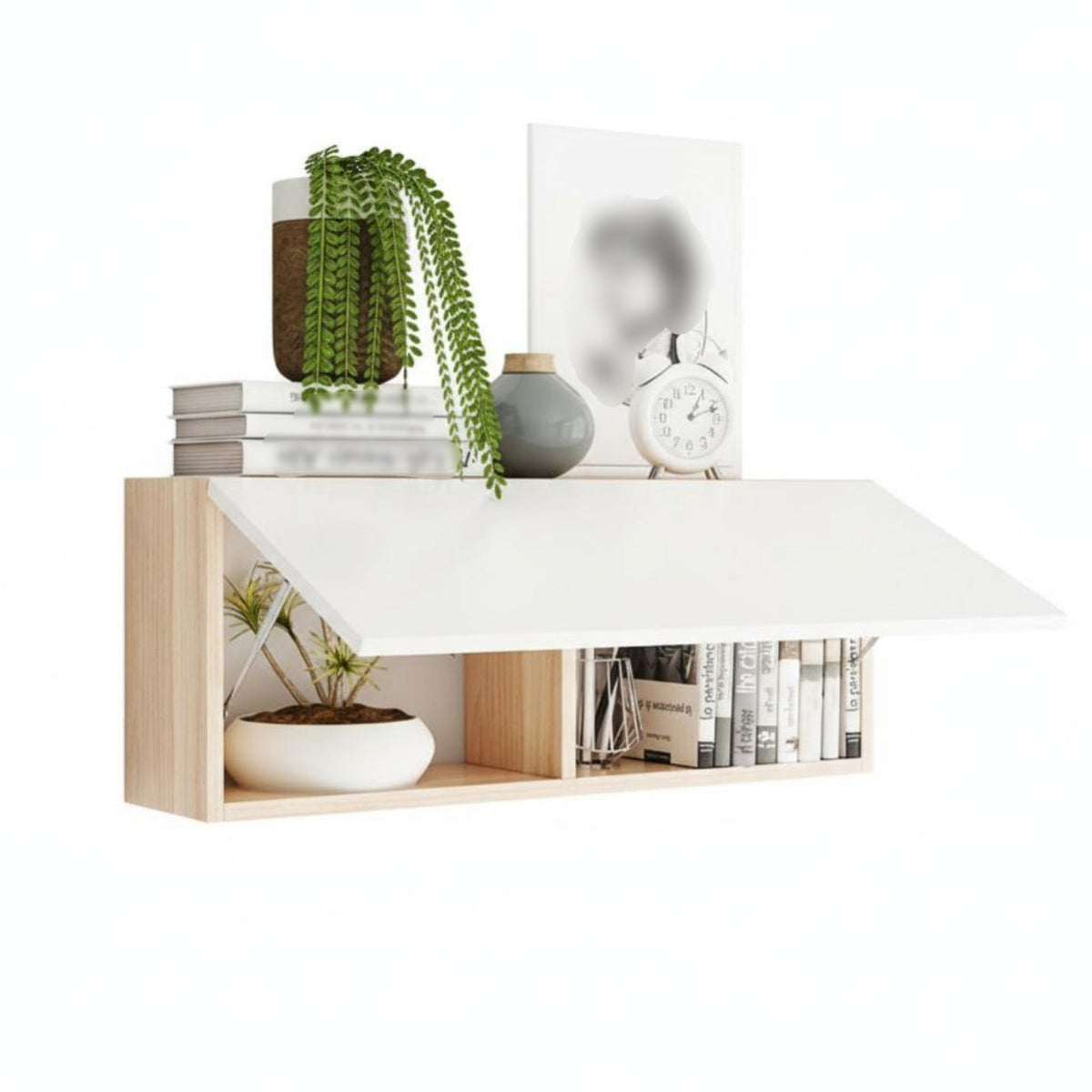 Multi-Compartment Wall Unit Space-Saving Upward-Exposeding Door Cubby Unit Minimalist Design Large Capacity for Renters, Bedroom