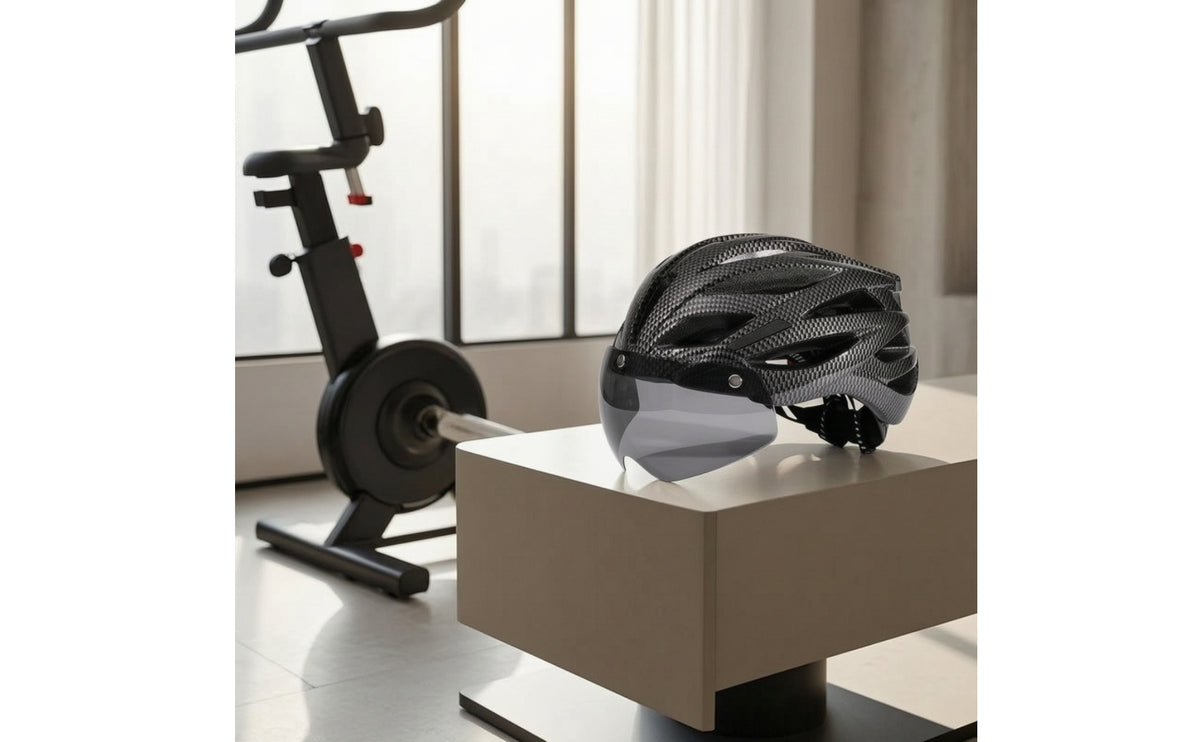 Shock-Absorbing Bike Helmet with Visor Ventilated Bike Helmet with Sun Visor Adjustable Lightweight for Cyclists, Commuters