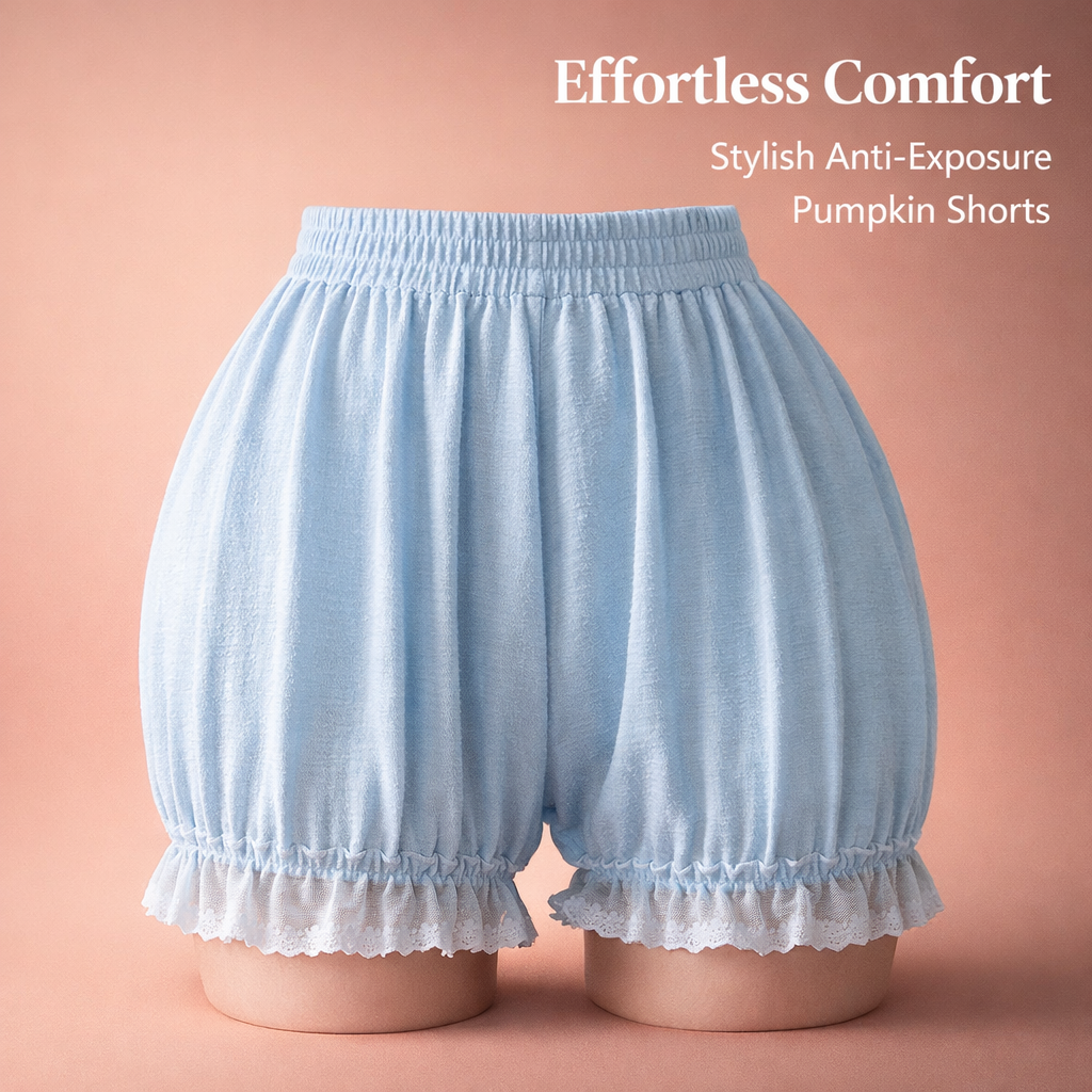 Lace Trim Bloomers for Women Under Dress Shorts with Loose Fit, Plus Size for Summer Skirts, Lightweight with Lantern Style