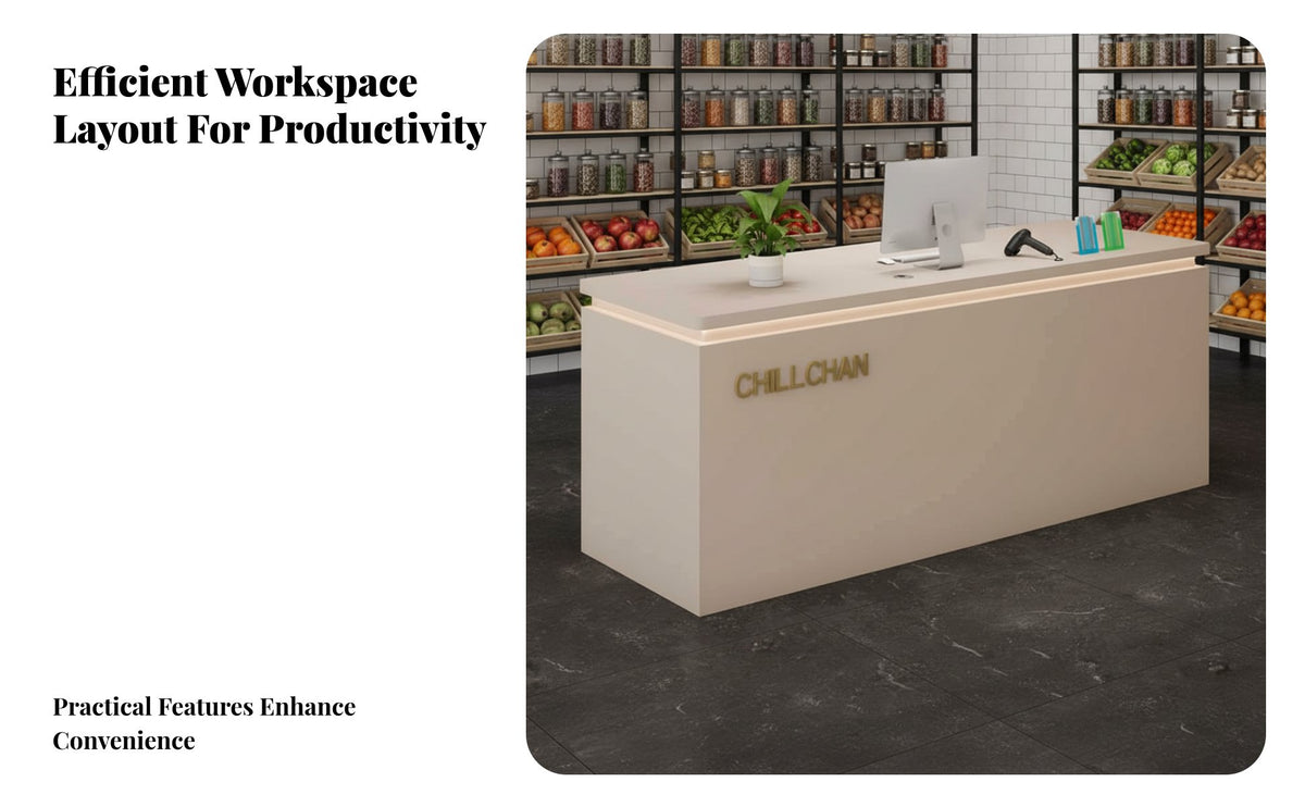 Retail Cashier Counter Sturdy Shop Front Desk Easy to Clean Modern Reception Desk for Retailers, Receptionists, Clothing Store, Lobby