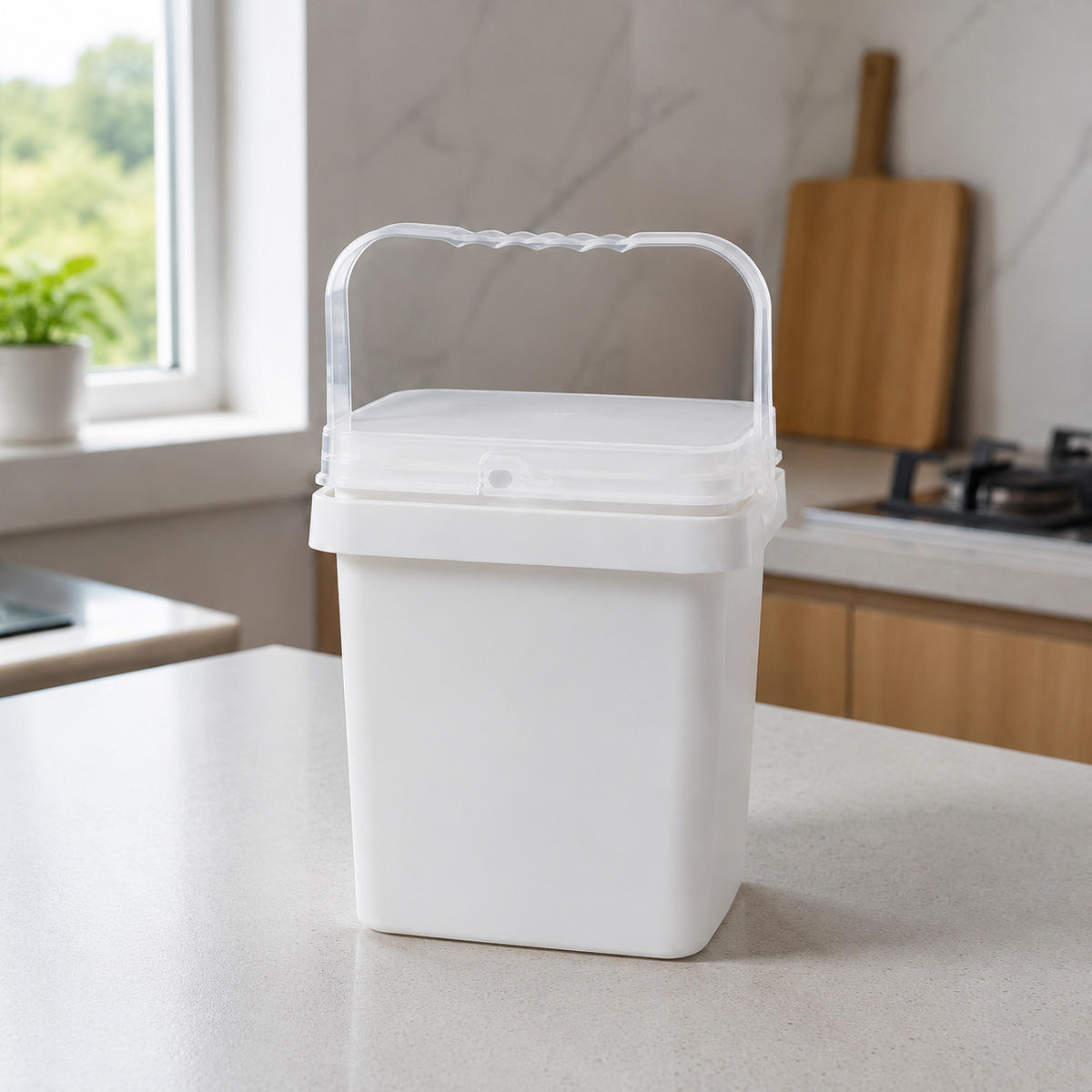 Storage Container, Pet Food, Airtight Container, PP-made, Square Bucket, With Lid, Dried Food, Food Grade