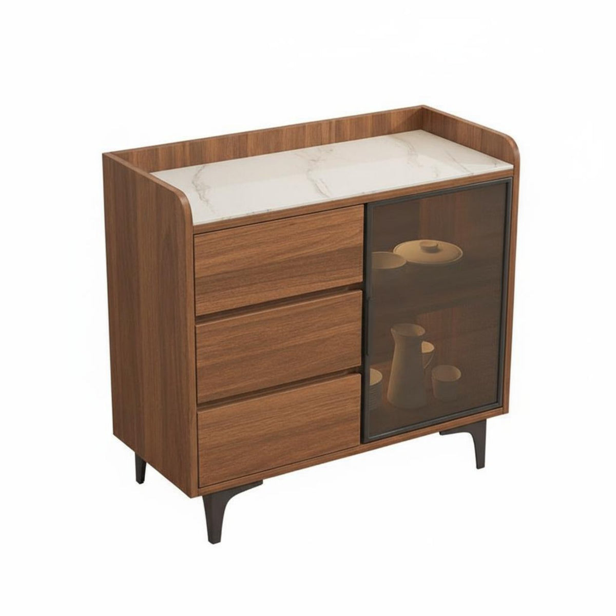 Sintered Stone Top Sideboard Stable Load-Bearing Living Room Tea Cabinet Water-Resistant Finish Kitchen Storage Sideboard for Hotel