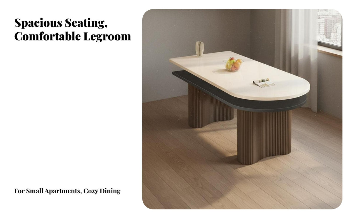 Modern Design Sintered Stone Dining Table Stain Resistant Cream Design Kitchen Table Easy to Clean Home Furniture Long-Lasting Construction for Apartment Dwellers, Families, Homeowners, Breakfast Nook, Living Room