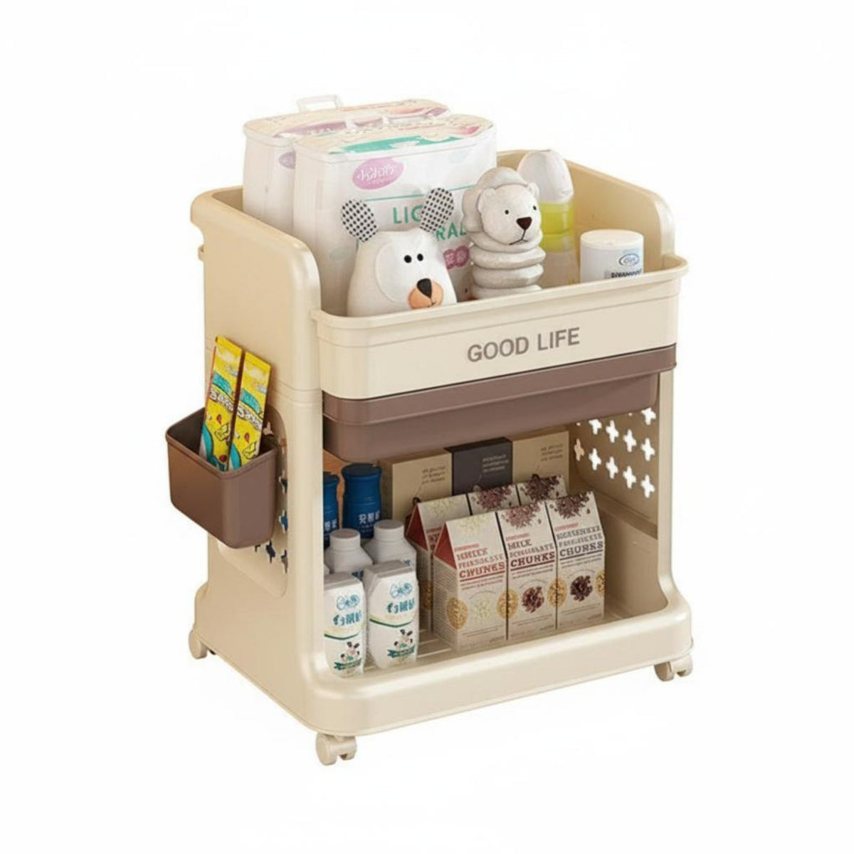 Multi-Tier Rolling Shelf Mobile Design Multi-Tier Trolley Large Capacity