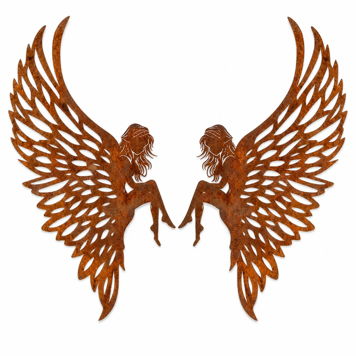 Angel Avian Forms Wall Artistic Metal Angelic Avian Forms Weathered Finish Rust Brown