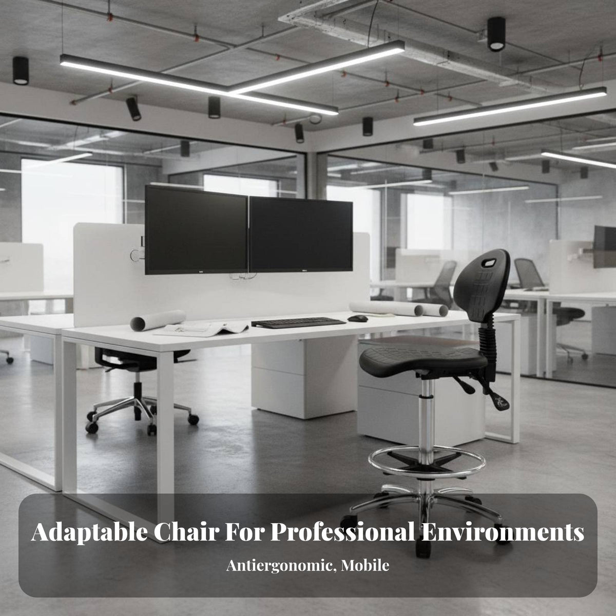 Anti-Static Laboratoryoratory Chair Easy to Clean Wheeled High-Stool With