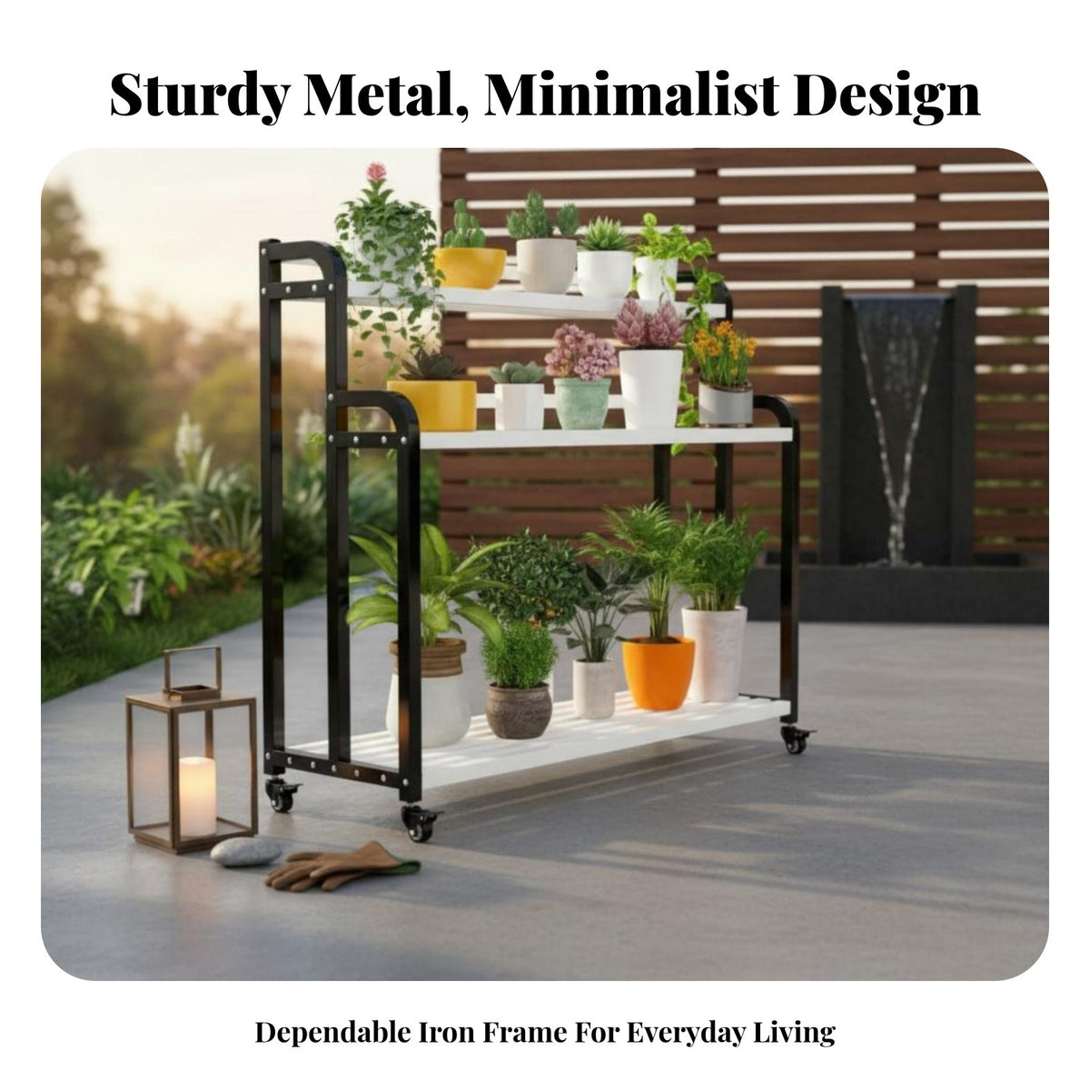 Indoor & Outdoor Use Multi-Tier Plant Stand Mobile with casters Multi-Tier Rolling Plant cart Freestanding Flower Pot Shelf Space-Saving for Gardeners, Apartment Dwellers, Homeowners, Balcony, Living Room, Garden, Corner