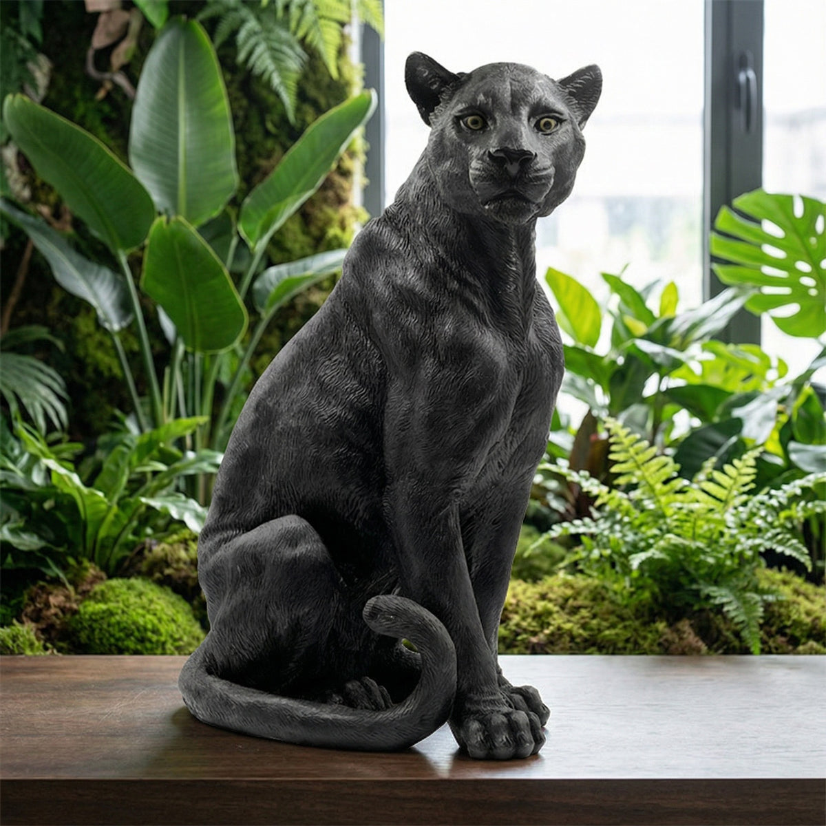 Lifelike Black Panther Sculpture Latin American Style Model Home Villa Courtyard Outdoor Floor Decoration Landscape Resin Sculpture