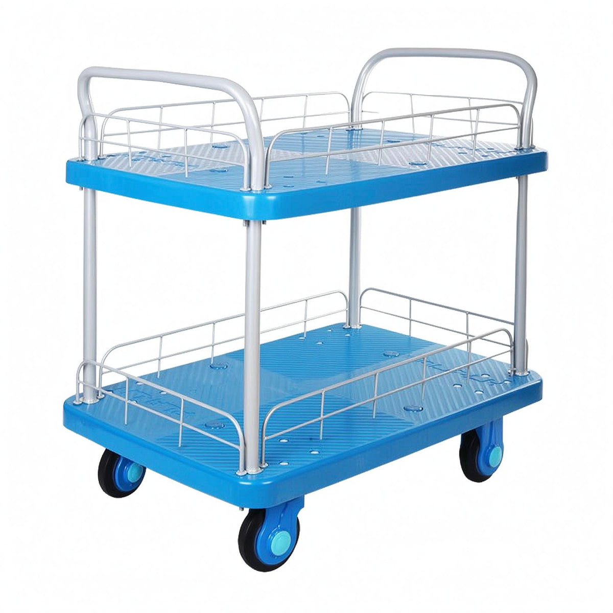 Two-Tier Hand Cart Reinforced Transport Gear Smooth Rolling Wheels
