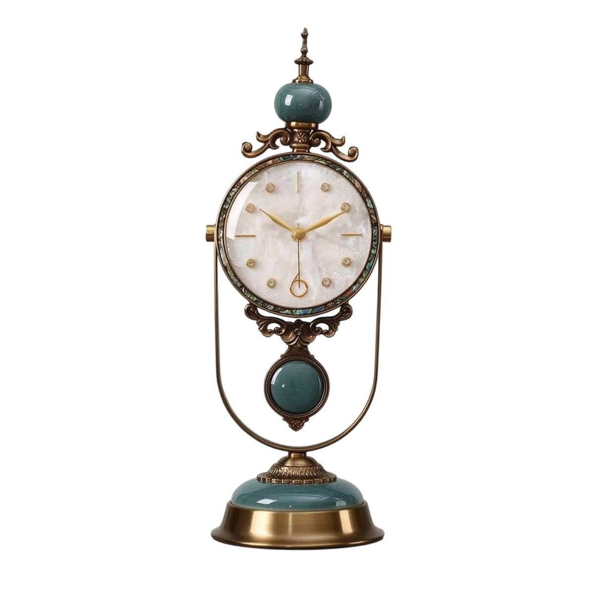 Clock with Pedestal Decorative Quartz for Desk, Living Room