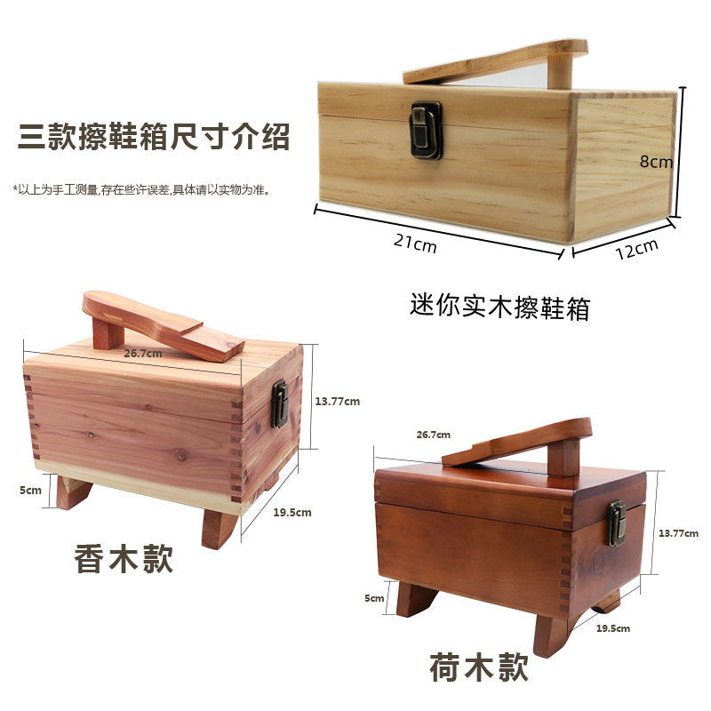 Wooden Shoe Polishing Box Set with Shoe Care Products