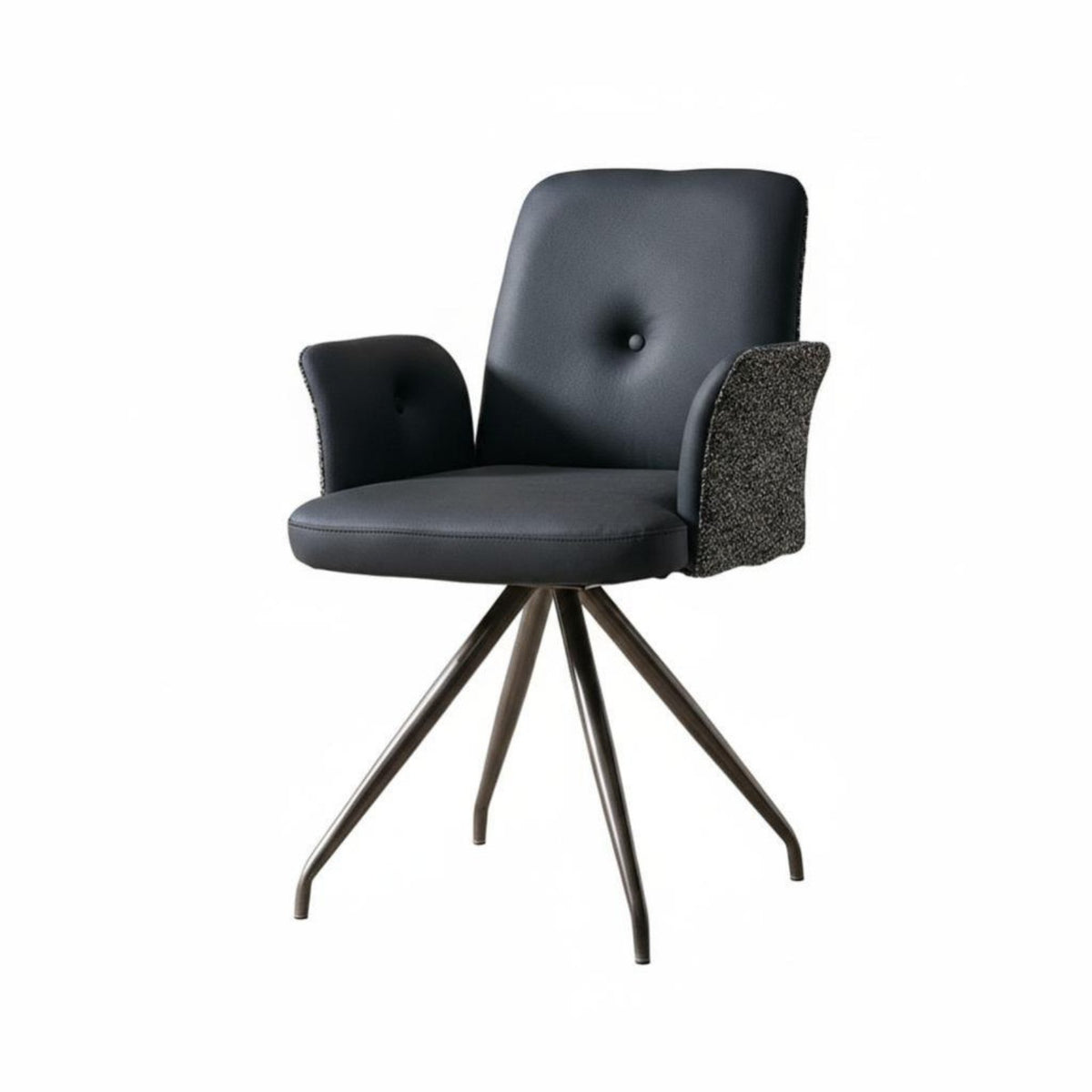 Upholstered Swivel Chair Ergonomic Back Support Armchair Sturdy Frame for Adults