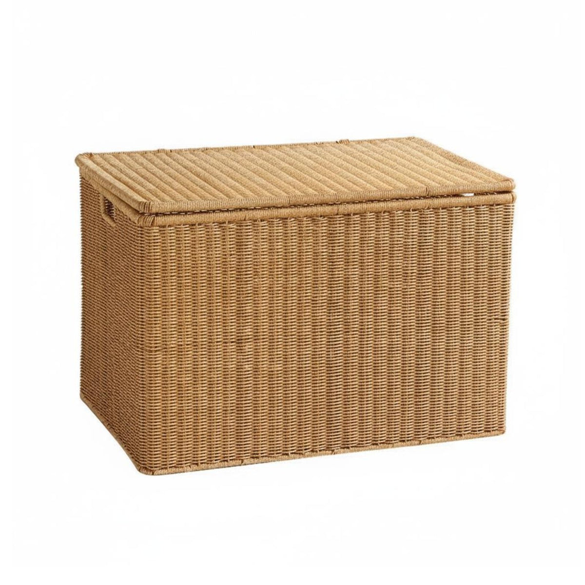Large Capacity Lidded Wicker& design Box Faux Rattan Design Lidded Rectangular Box with Lid Household Storage Stackable for homeowners, Office Workers, Bedroom, Living Room, Playroom, Shelves