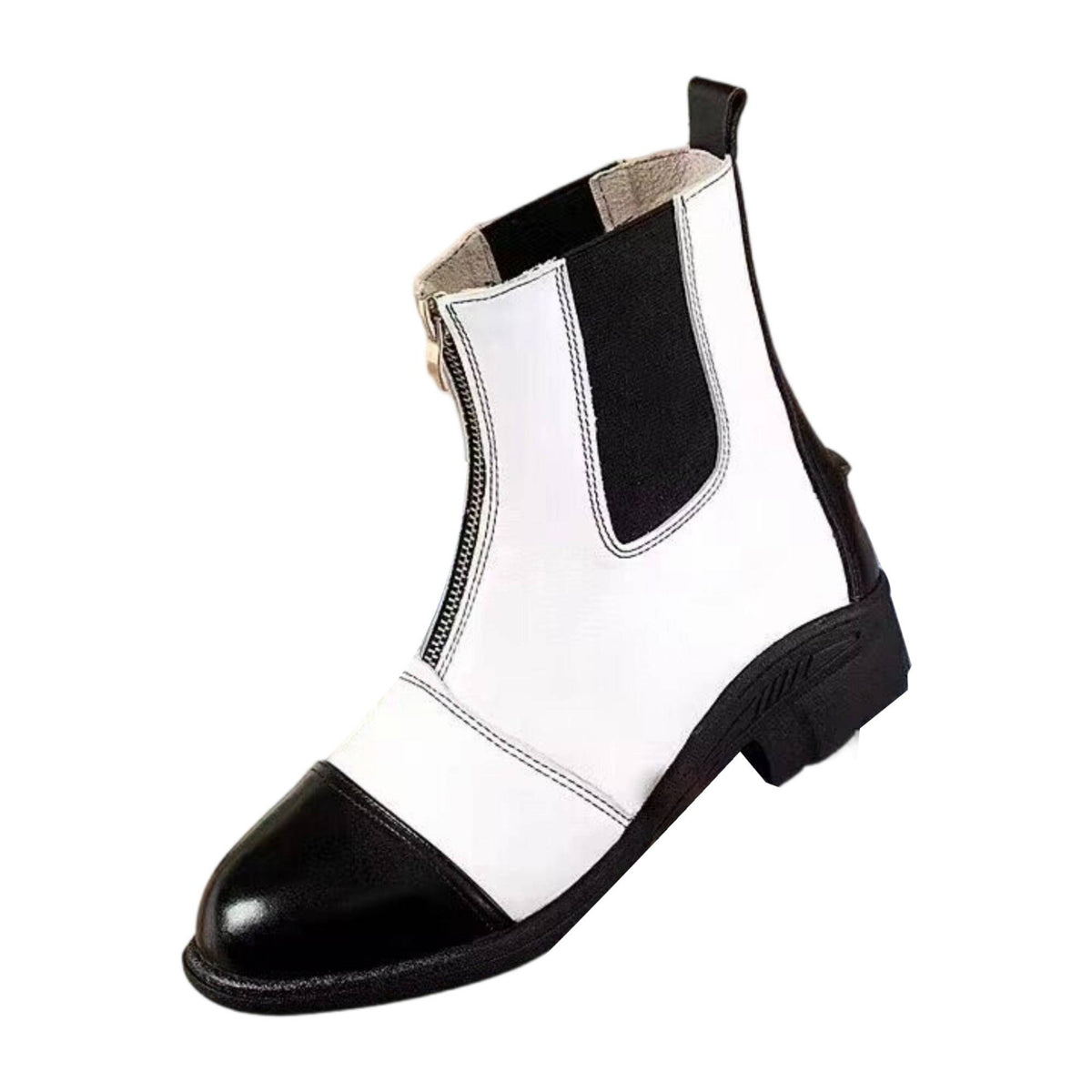 Pu Leather Equestrian Riding Boots with Block Heel Short Shaft Equestrian Boots with Lateral Closure Comfortable Footwear for Women