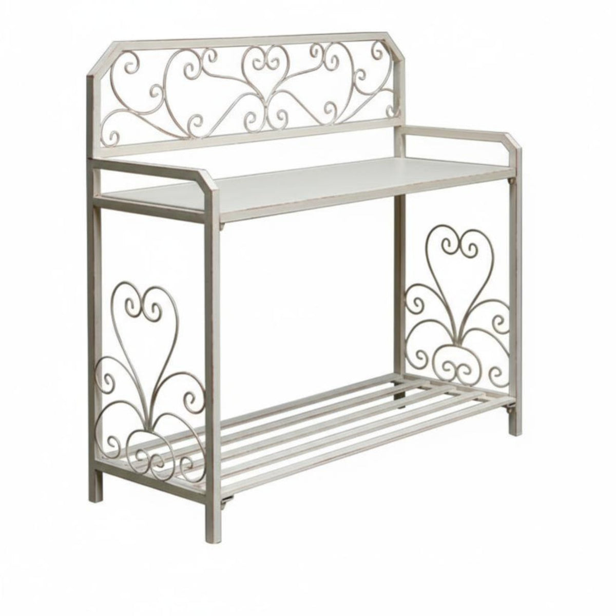 2 Pieces 2-Tier Stepped Rack Vintage Aesthetic 2-Piece Ornate Planter Bench