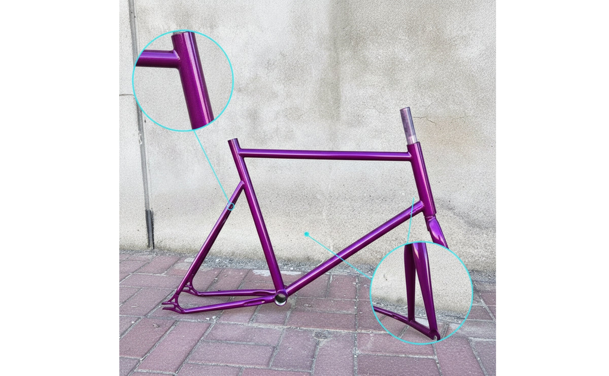 Steel Fixie Frame with Fork Classic Fixed Gear Bike Frameset Minimalist Fixed-Gear Cycle Frame Lightweight for City Riders