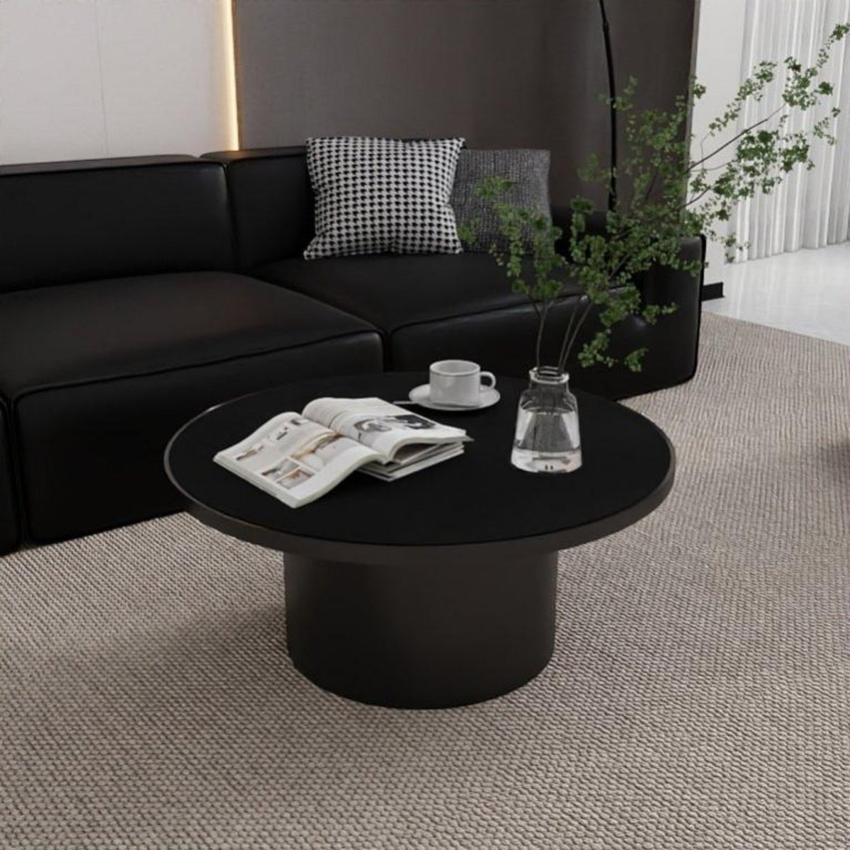 2 Pieces Minimalist Design Round Nesting Table Set Space-Saving Living Room Furniture High Temperature Resistant Non-Slip Feet for Homeowners, Apartment Dwellers, Interior Designers, Small Areas, Lounge Area, Office, Bedroom