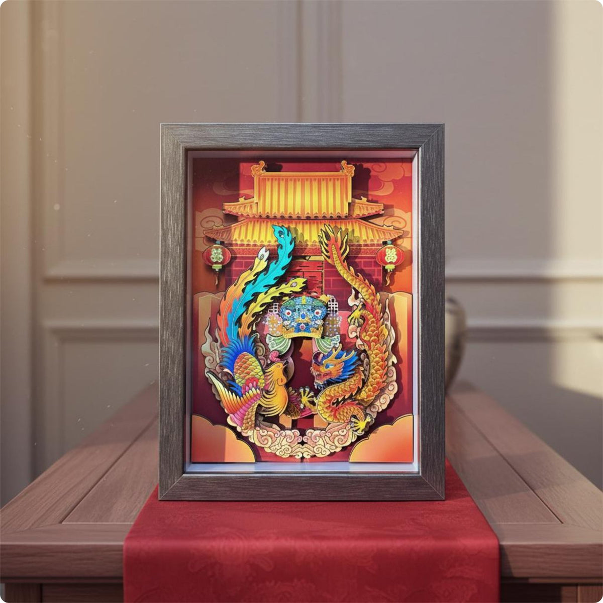 Dragon Avian Paper Art Traditional Chinese Style Wedding Desk Ornament Luxury Look Home Decor for Brides, Engaged Couples