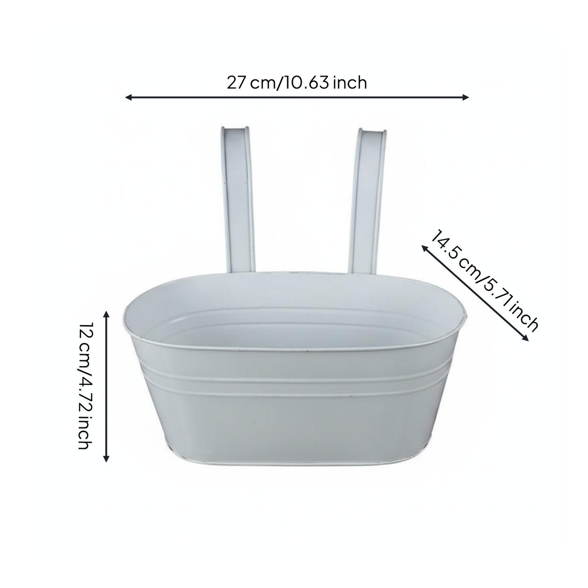 Oval Metal Hanging Planter Indoor & Outdoor Use Detachable Hook Plant Holder