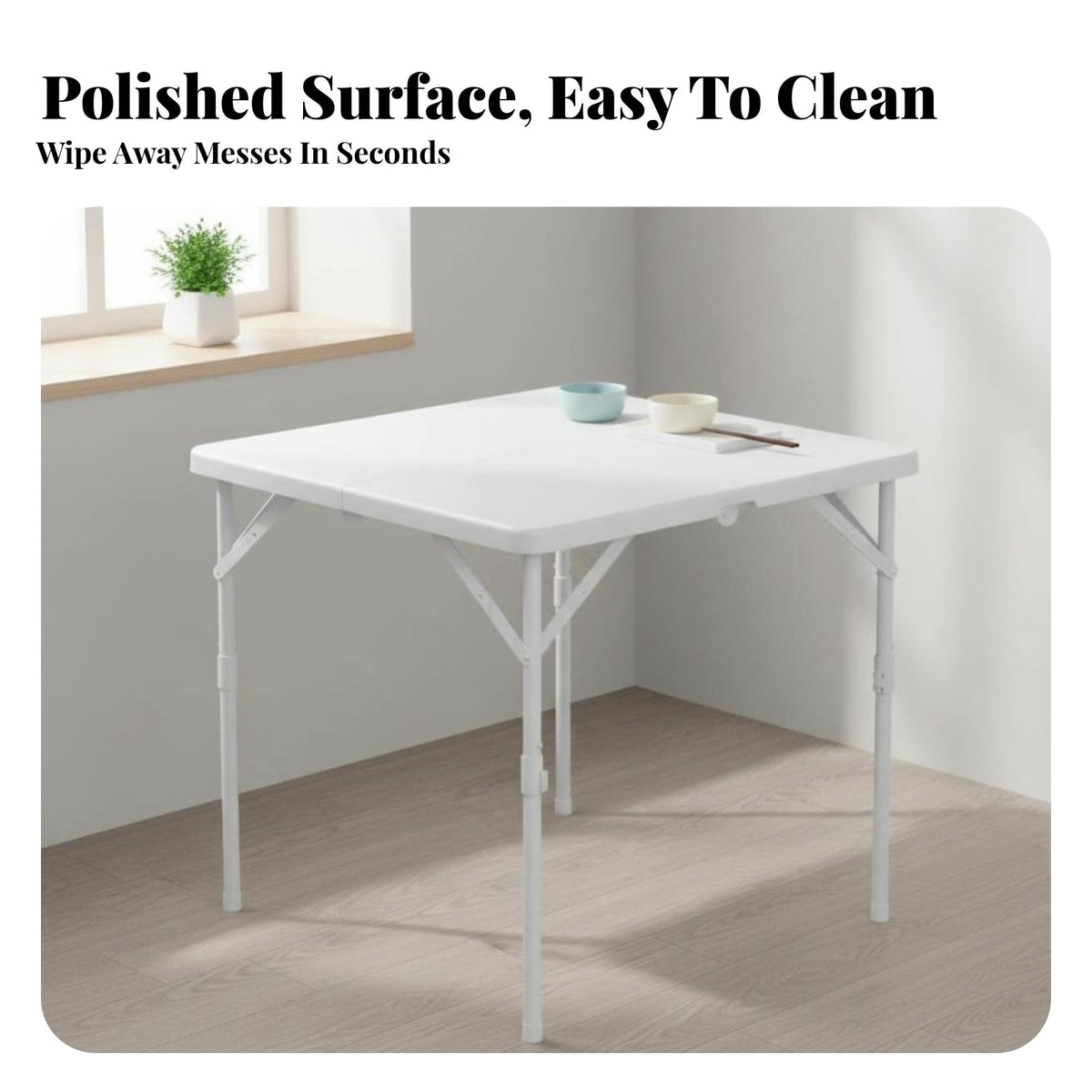 Square Folding Table Space-Saving Collapsible Square Table Foldable Design