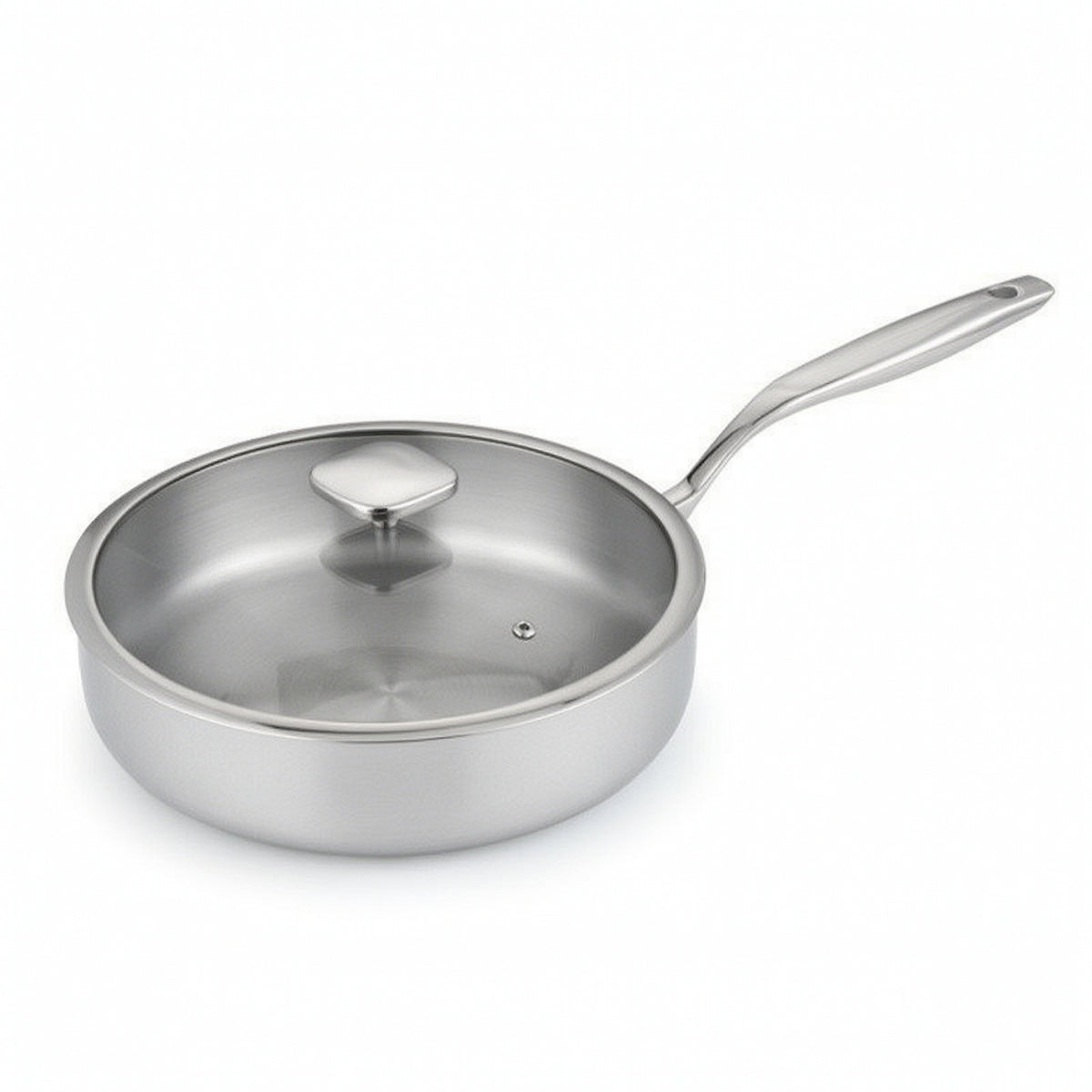 Stainless Steel Skillet with Lid Uncoated Stainless Steel Frying All-Cooktop Cooktop skillet with Lid for Home Cooks