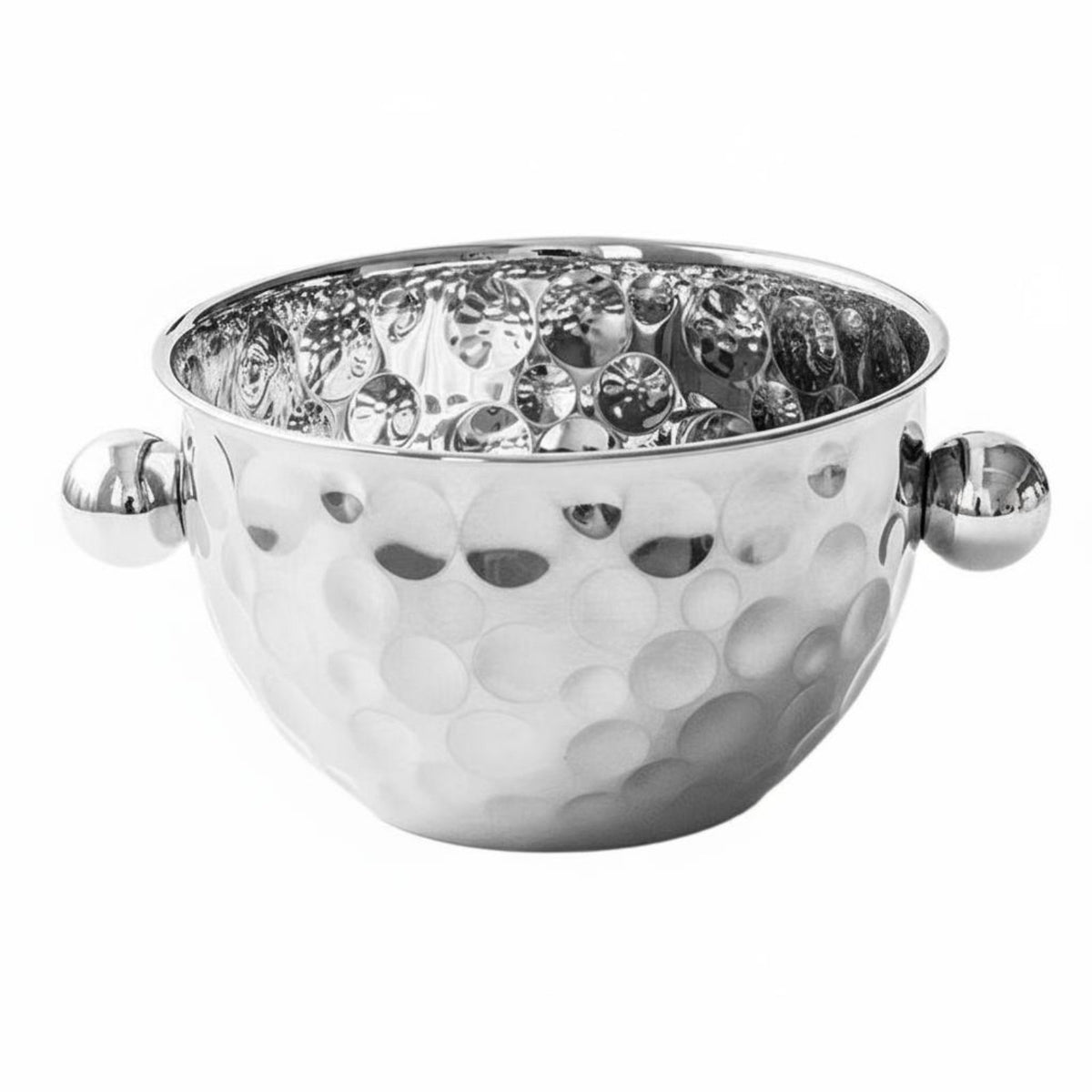 Hammered Stainless Steel Bowl European Design Hammered Metal Bowl Versatile Metal Ice Bucket for Hotel Use, Outdoor, Parties