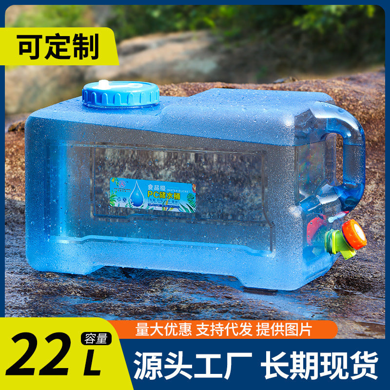 22L Square PC Outdoor Water Bucket with Faucet for Camping and Travel