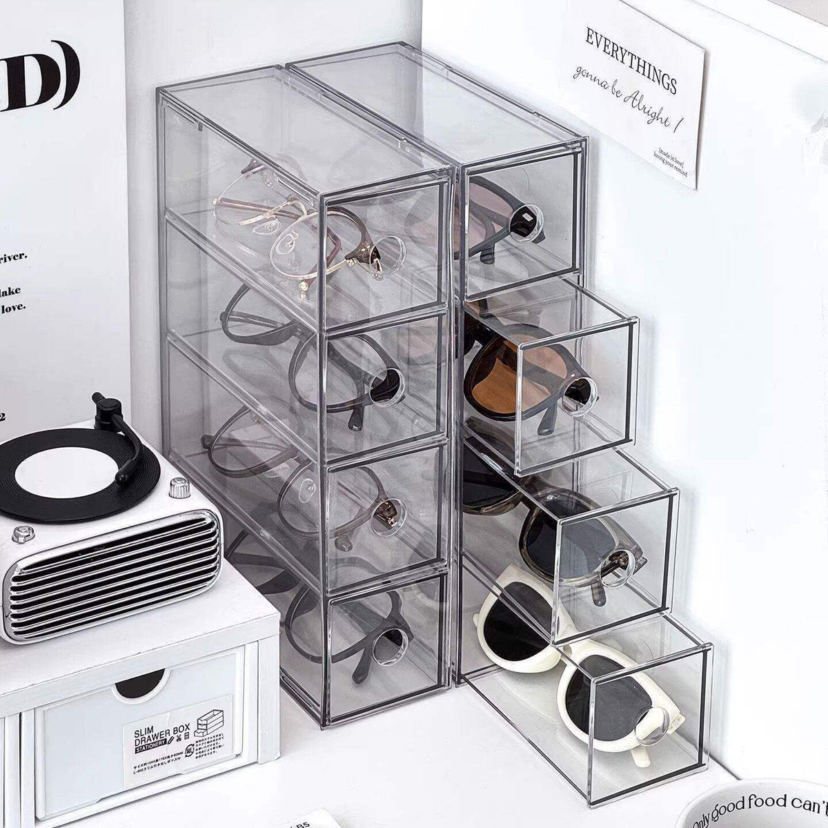 Multi-grid Eyeglass Storage Box for Sunglasses, Desk Drawer Organizer, Resin