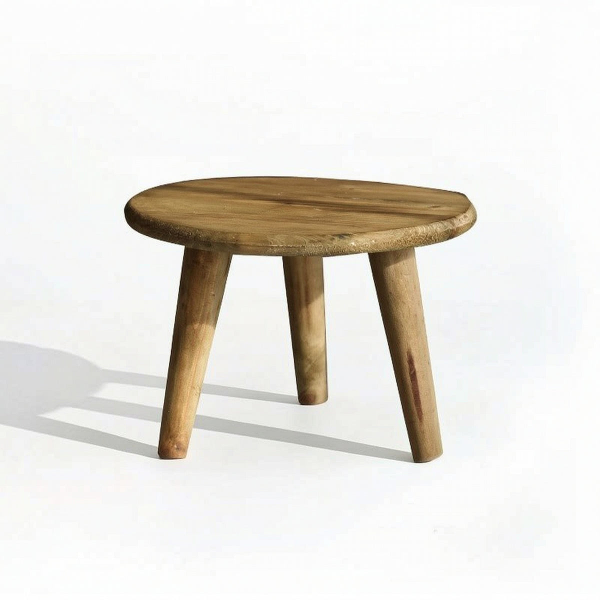 Three-Legged Stool Natural Finish Round Stool Rounded for Plant Stand