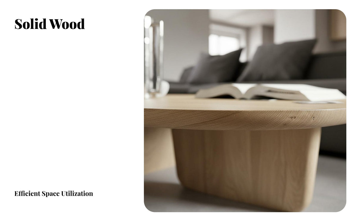 Sturdy and Stable Wabi-Sabi Design Tea Table Rounded Edges Solid Wood Coffee Table High Temperature Resistant Living Room Furniture for Minimalists, Apartment Dwellers, Interior Design Enthusiasts, Small Areas, Lounge Area, Home