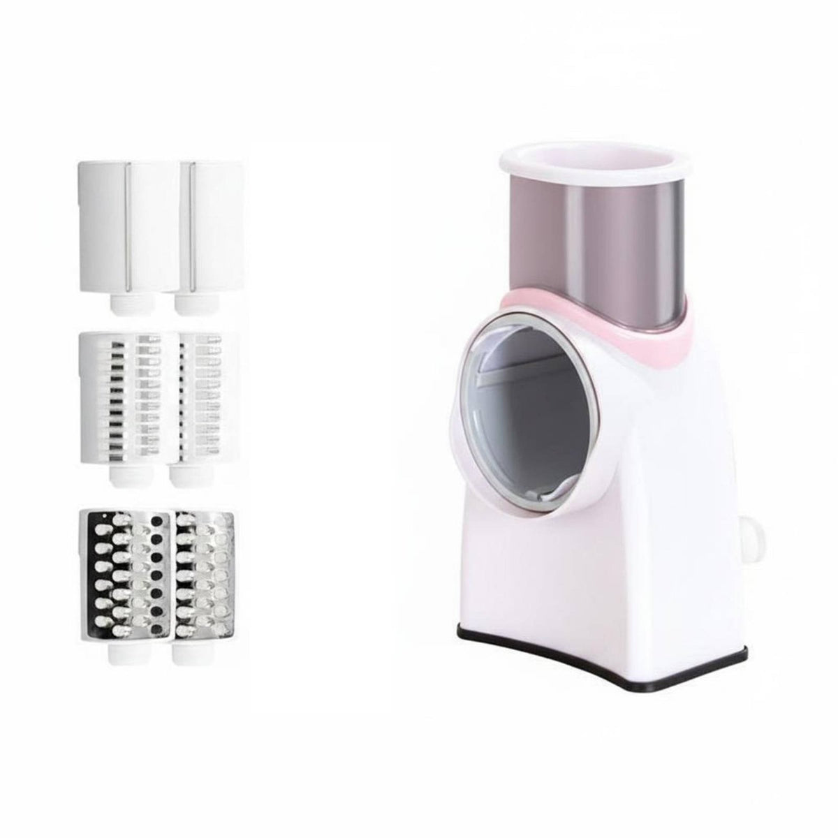 Interchangeable Blades Drum Grater Cutter Easy to Clean Multifunctional Vegetable Cutter Large Feed Chute Manual Rotary Cheese Grater