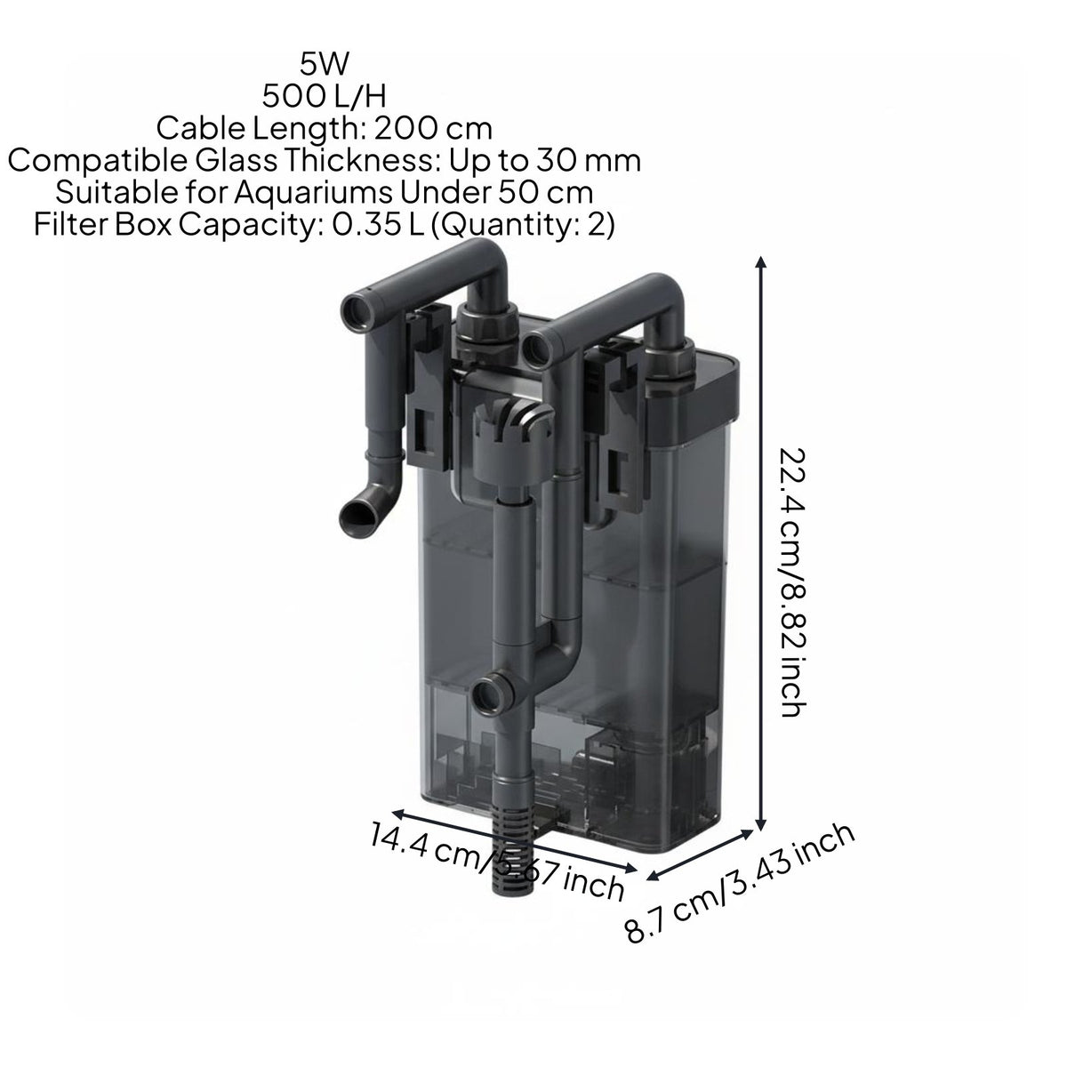 Aquarium Surface Skimmer Low Water Level Compatible