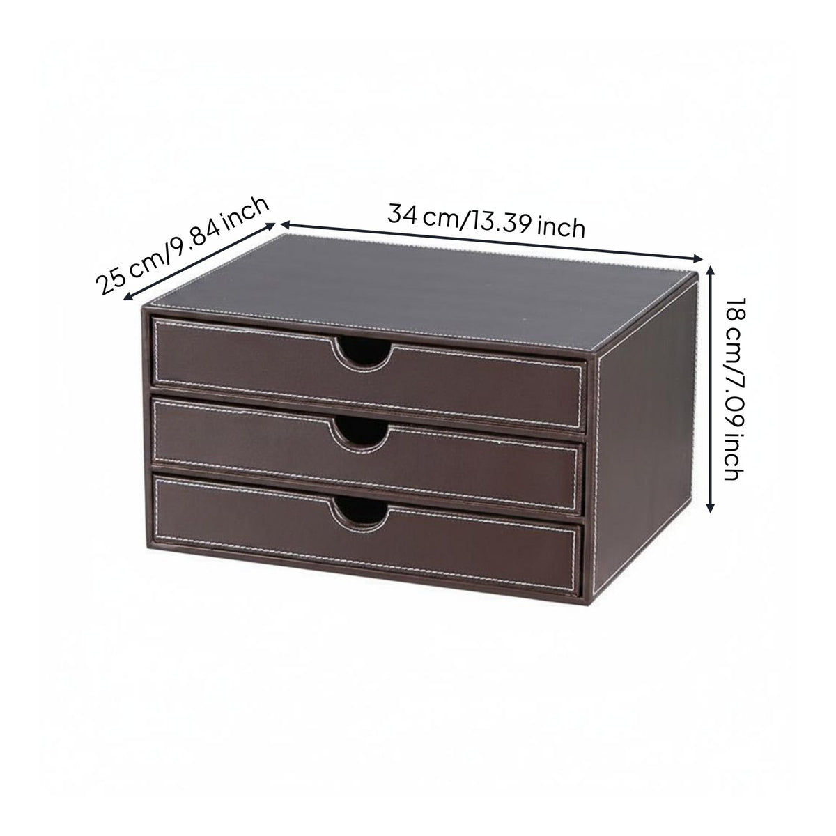 Leather Desk Organizer Box Desktop Document Drawer Unit Detail File Organizer for Office Workers