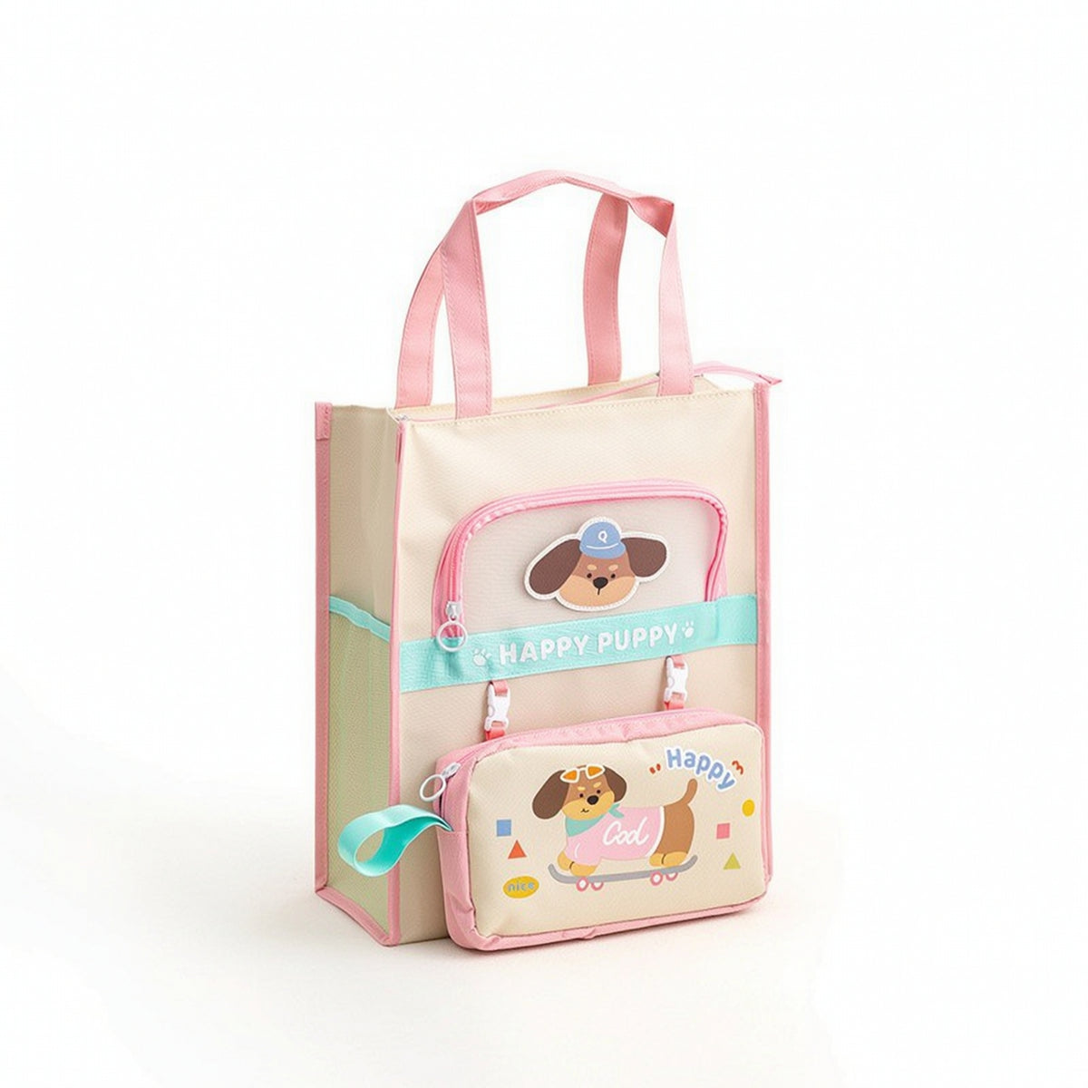School Tote Bag Organised Tote Bag with Side Pockets Spacious for Students