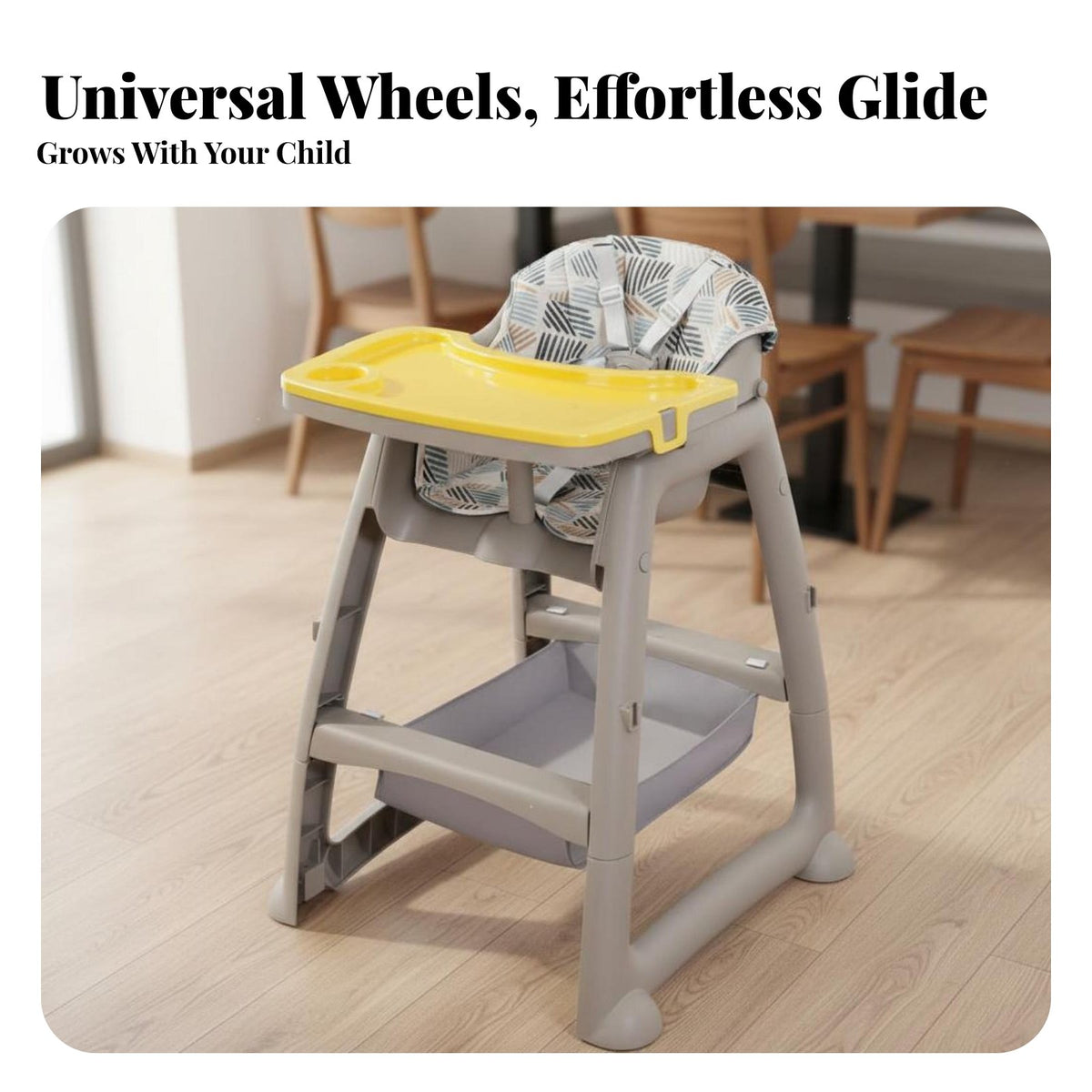 Multi-Functional Infant Eating Chair Five-Point Harness Young Child Dining Seat with Tray PP Material Convertible Infant High Chair for Mealtime