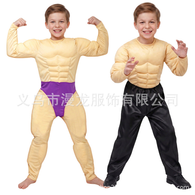 Kids Gladiator Muscle Costume Jumpsuit for Halloween